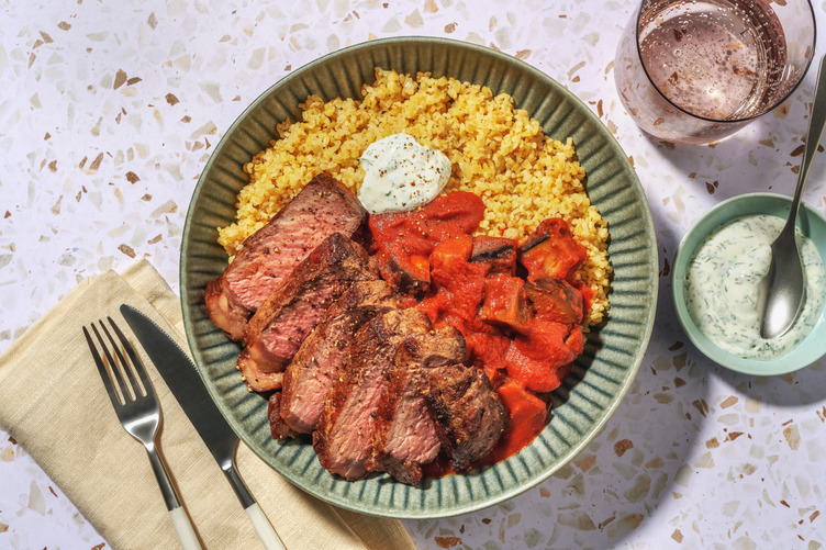 Entrecôte & sauce au yaourt parfumée
