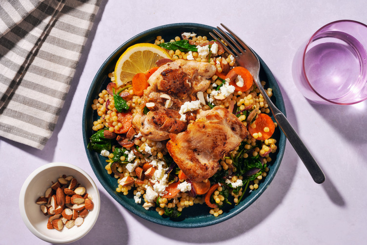 Parelcouscous met kip in knoflook
