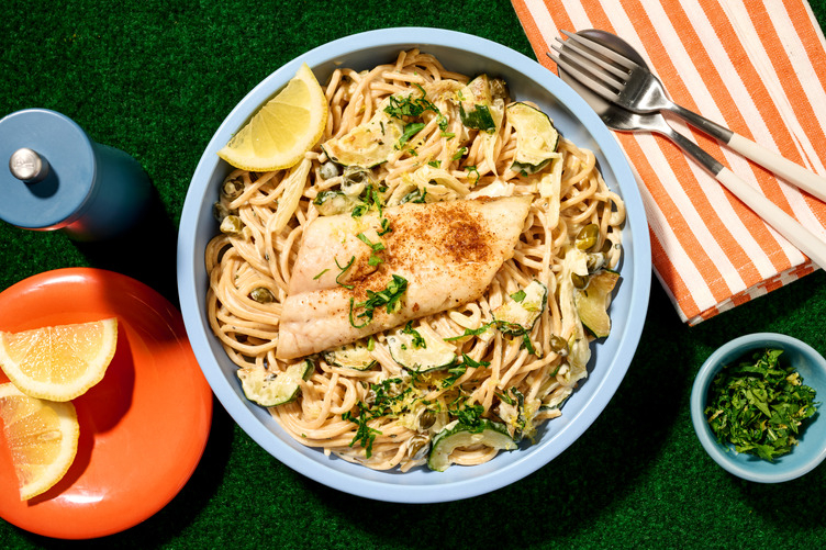 Marleen Jochems' Favo: XL portie pangasiusfilet met volkoren spaghetti