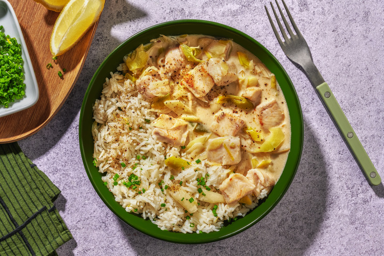 Fennel and Leek Fish with Chorizo Stew