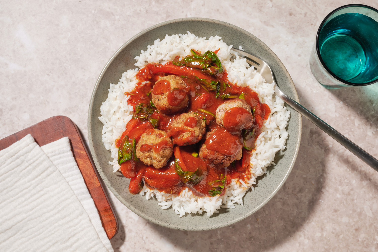 Spiced Beef Meatballs in Harissa & Garlic Sauce