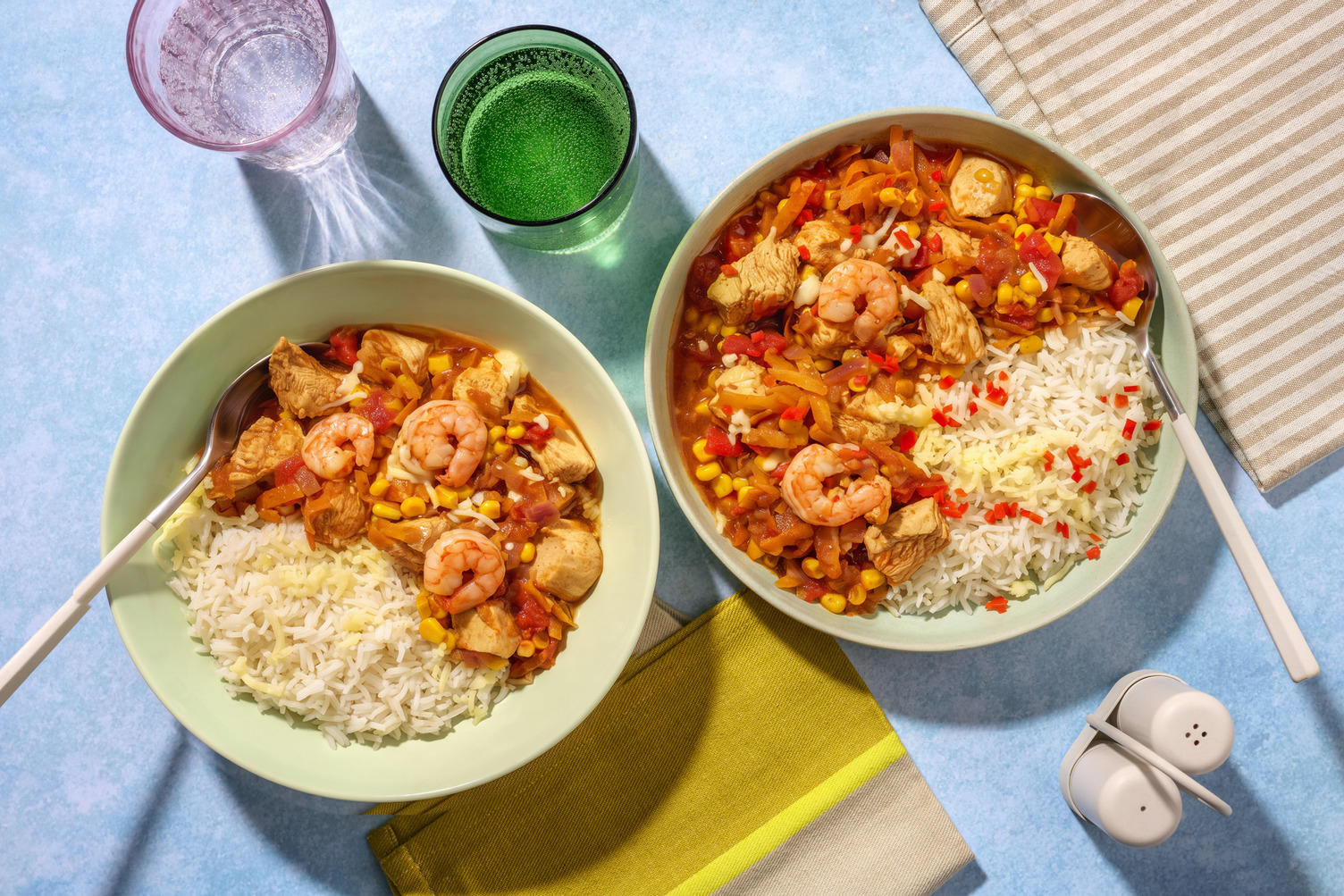 Chicken and Sweetcorn Chilli with Prawns