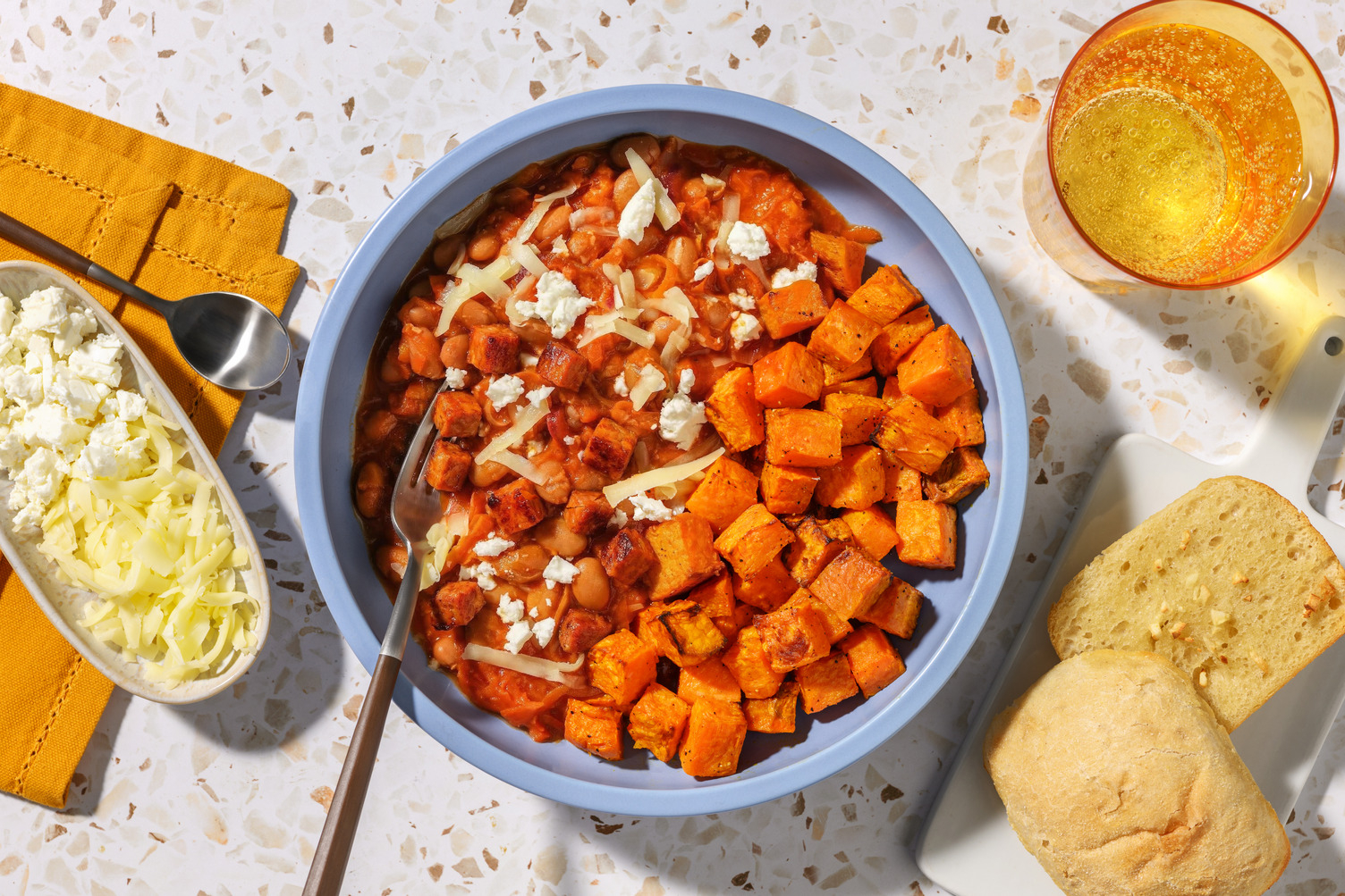 Smoky BBQ Cheesy Chorizo Beans 