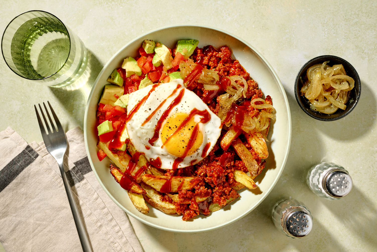 Chilean Chorrillana Inspired Beef Loaded Fries
