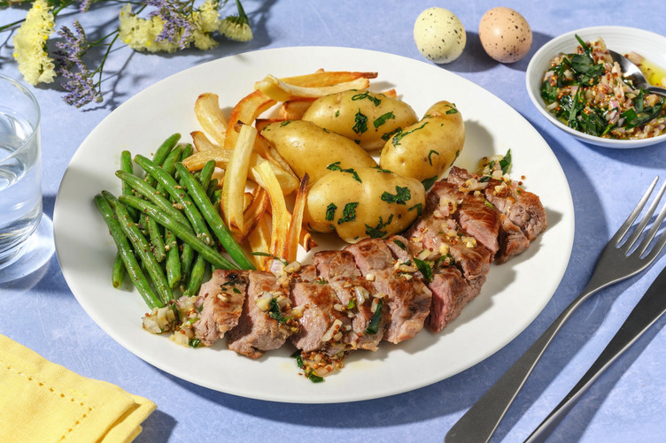 Rumpsteak og persillekartofler