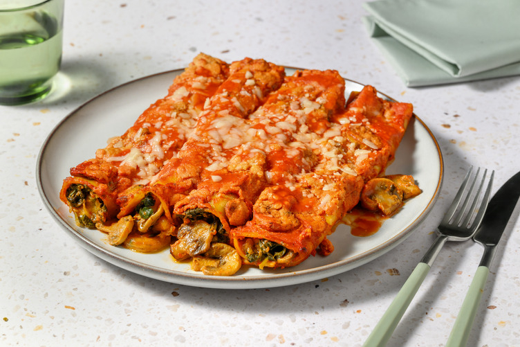 Spinach and Mushroom Cannelloni with Irish Bacon