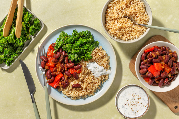Louisiana-style Beans and Brown Rice with Prawns