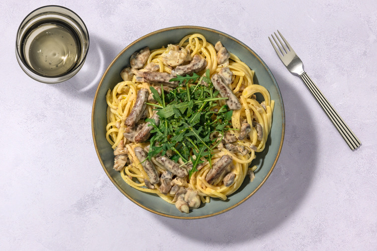 Umami Miso Mushroom Linguine with Irish Beef Strips