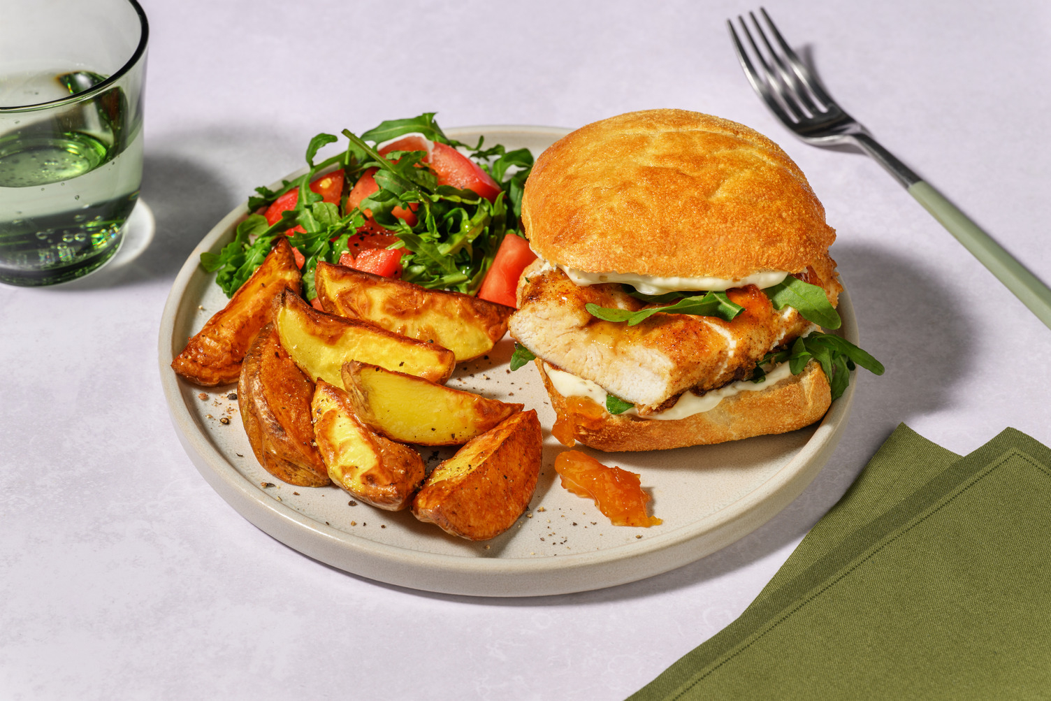 Curried Apricot Jam Crispy Chicken Burger