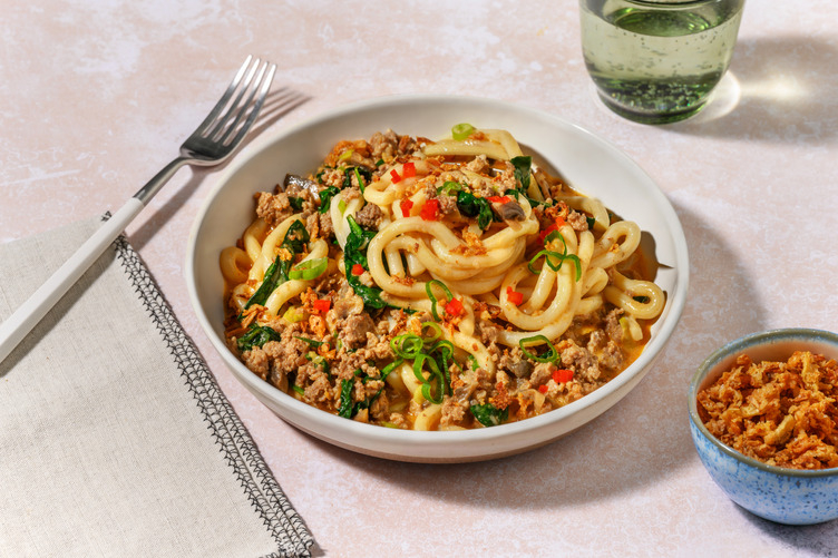 Creamy Udon Noodles with Mixed Mince