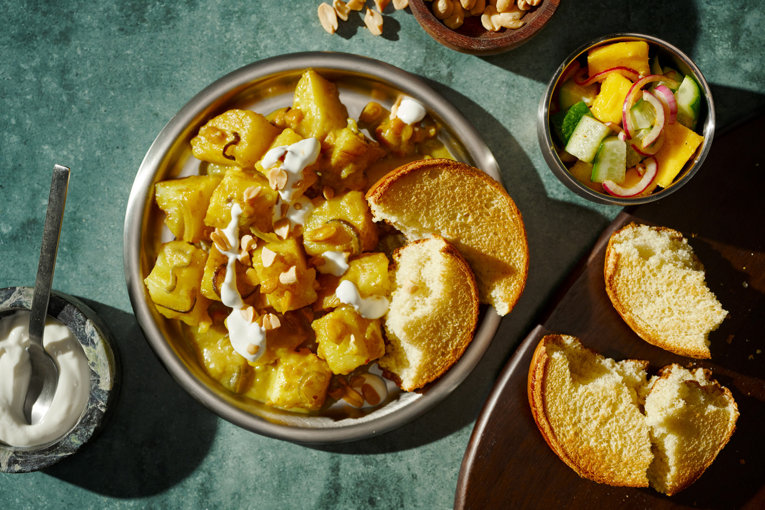 Gujarati Sukhi Bhaji Style Dry Potato & Peanut Curry
