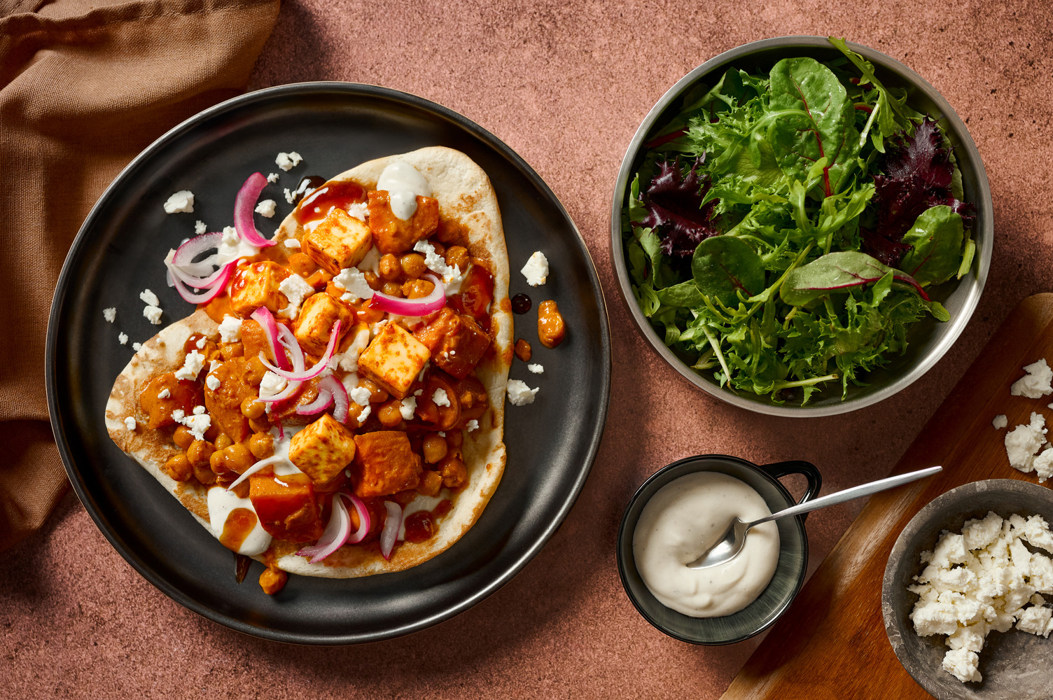 Chana Masala Style Chickpea and Paneer Curry Loaded Naan