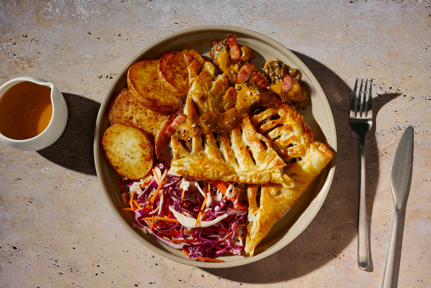 German Style Savoury Bacon and Mushroom Strudel