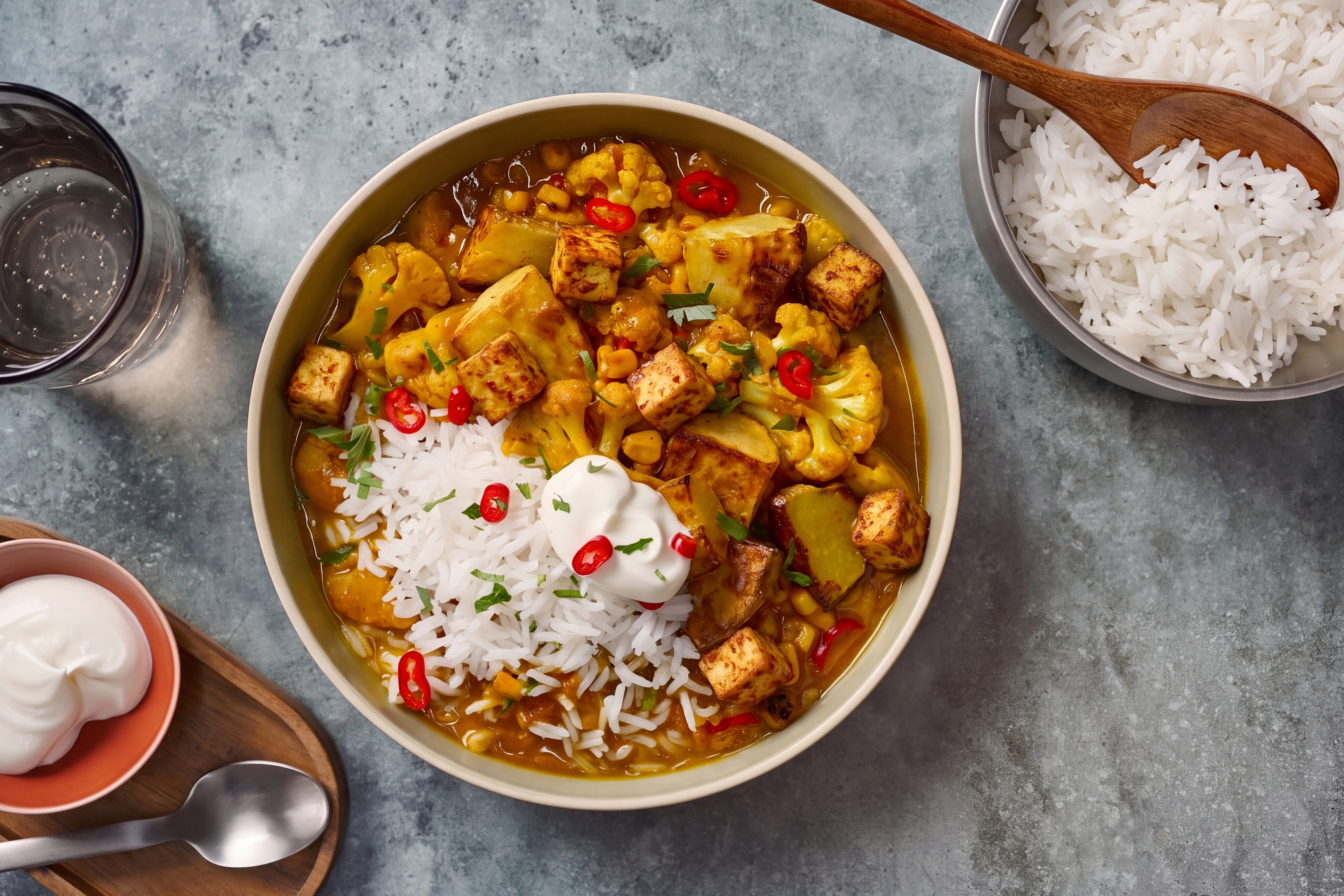 Spicy Sweetcorn and Cauliflower Curry with Paneer