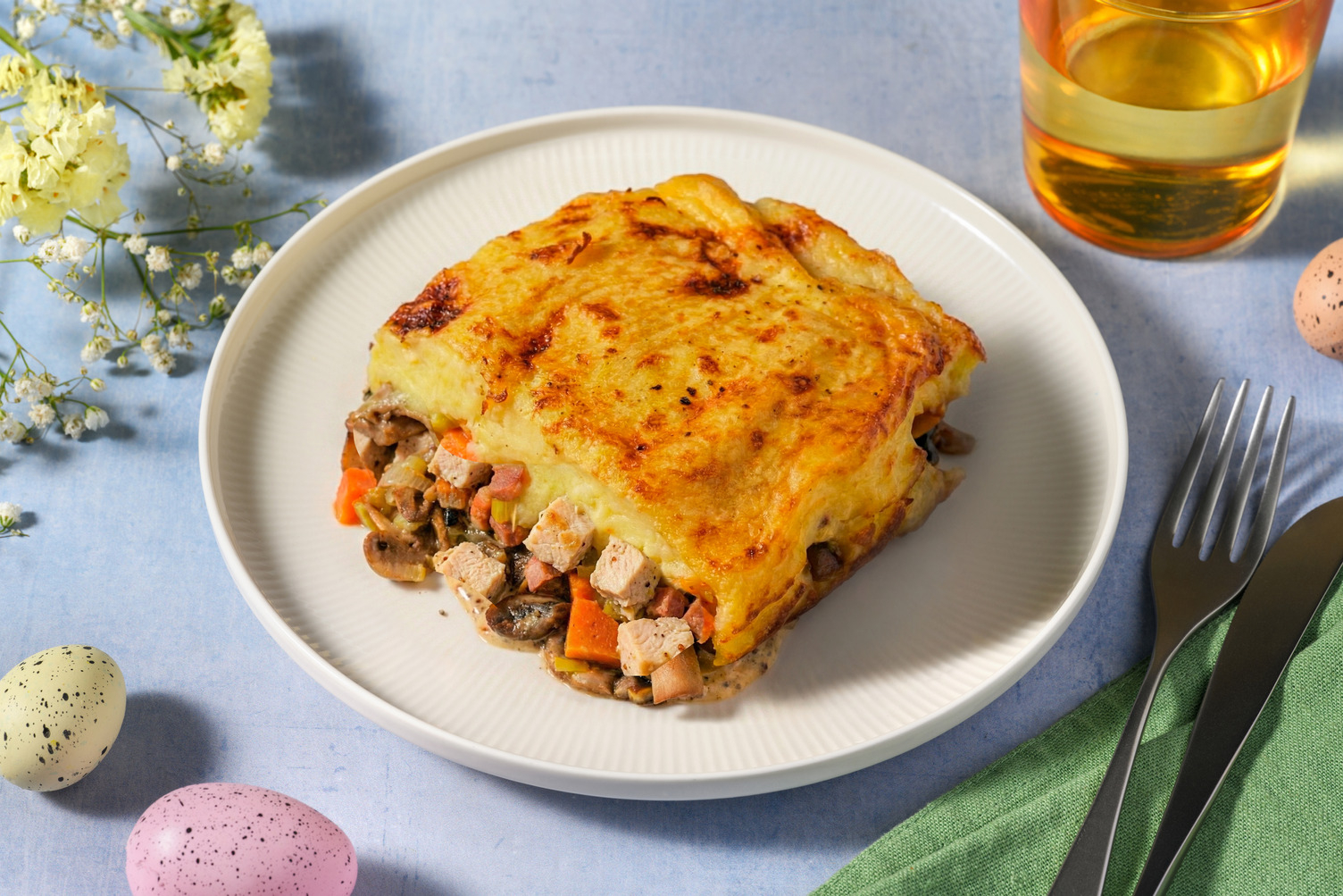 Banging Bacon, Chicken, Mustard and Mushroom Pie