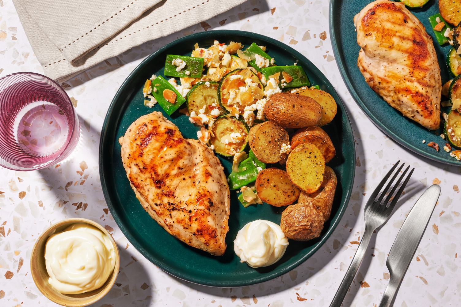 Baked Chicken Breast and Summer Bean Almond Salad
