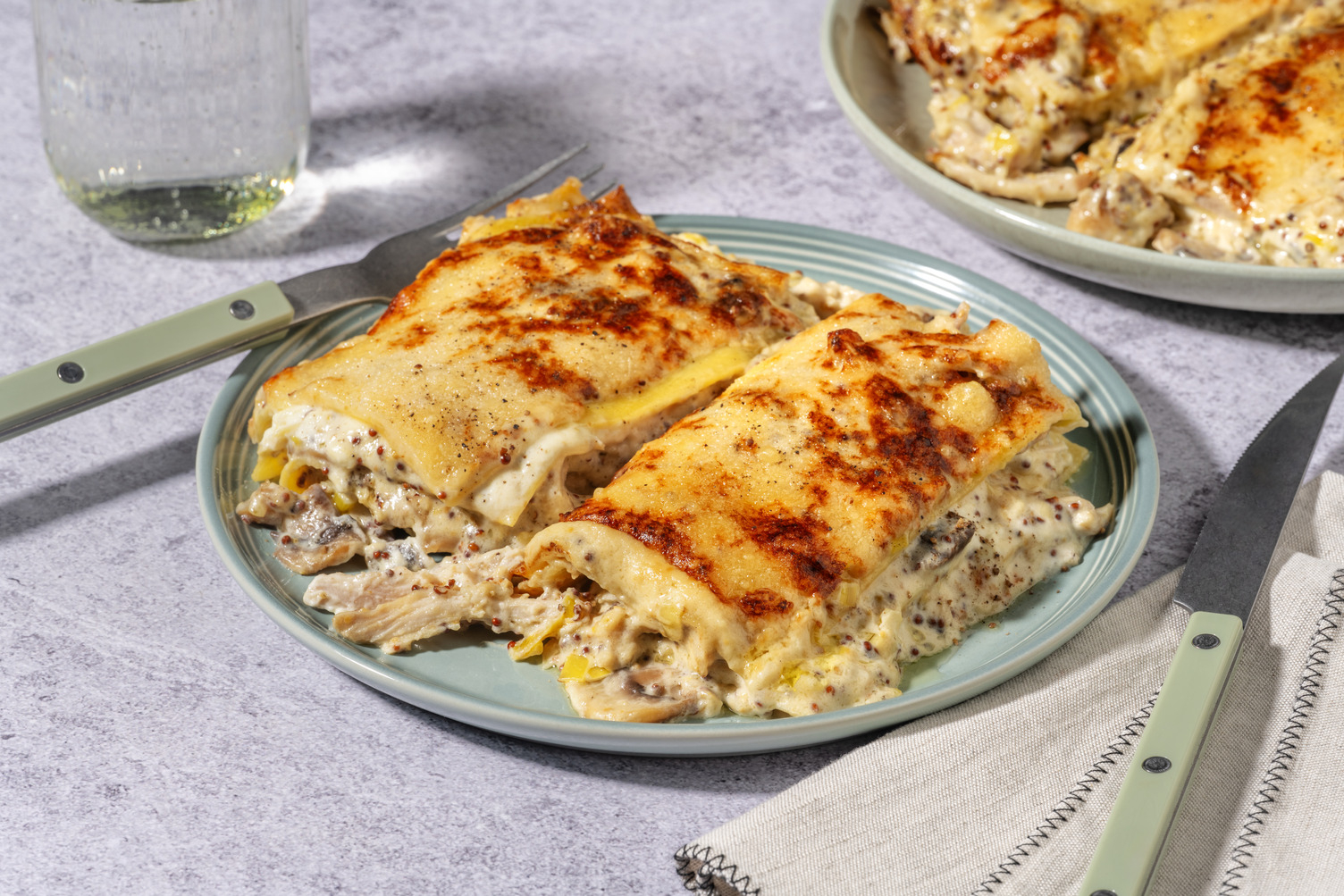 Creamy Chicken Breast, Leek and Mushroom Lasagne