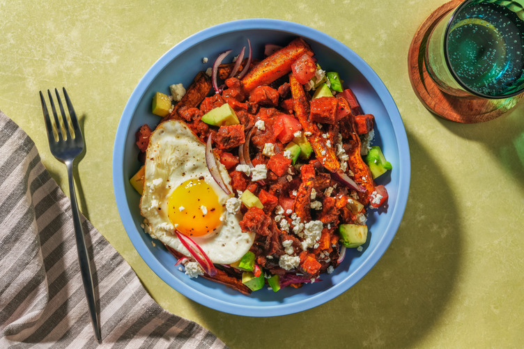 Double Chorizo Chilaquiles Loaded Sweet Potato Fries