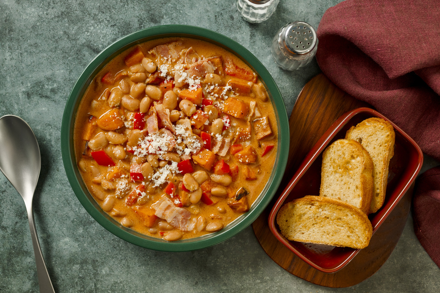 Zuppa Toscana Style Double Bacon and Borlotti Bean Soup