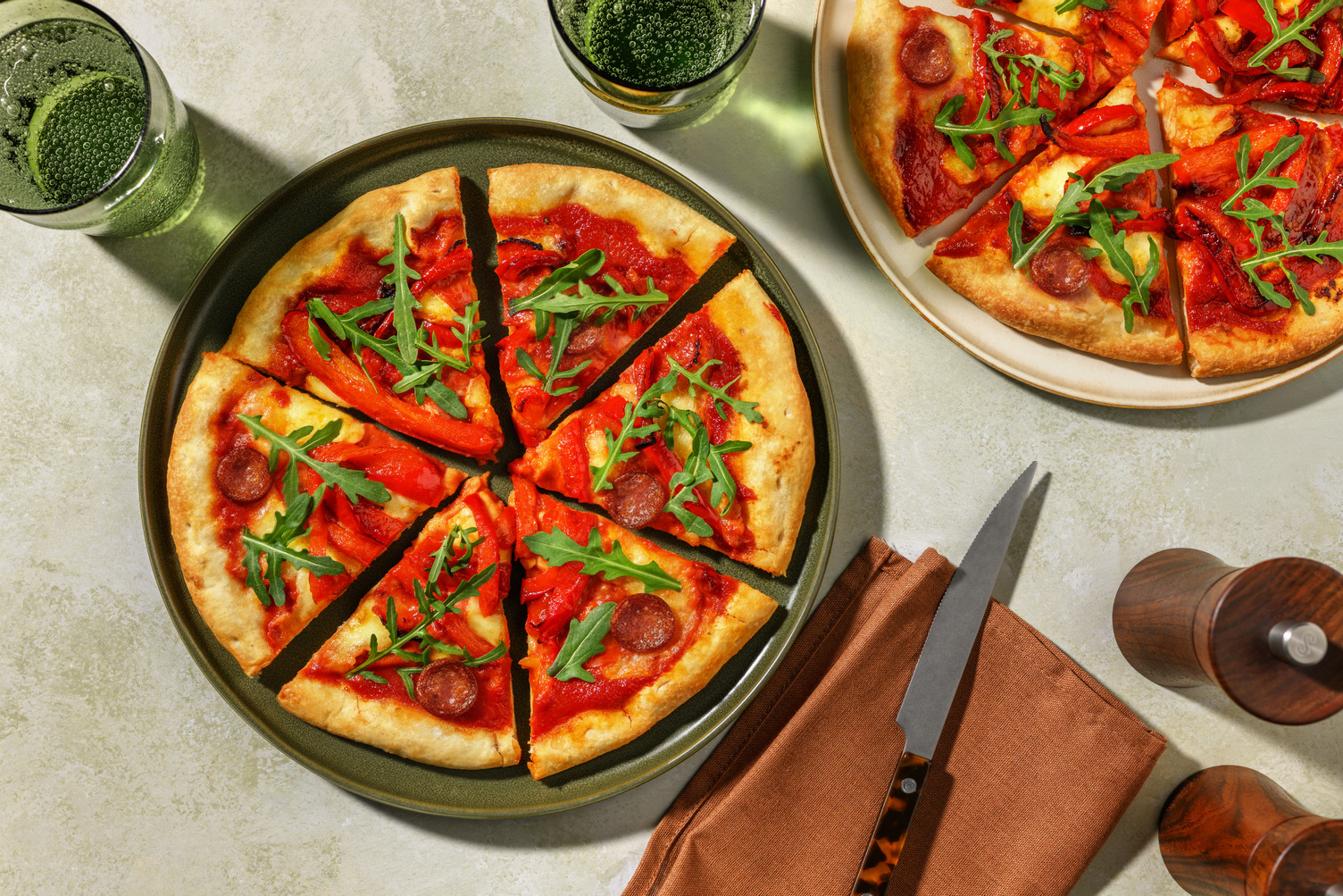 Double Chorizo and Charred Pepper Thin Crust Pizza 