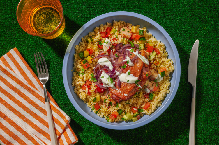 Gekonfijte eendendij met tzatziki en sumaksalade