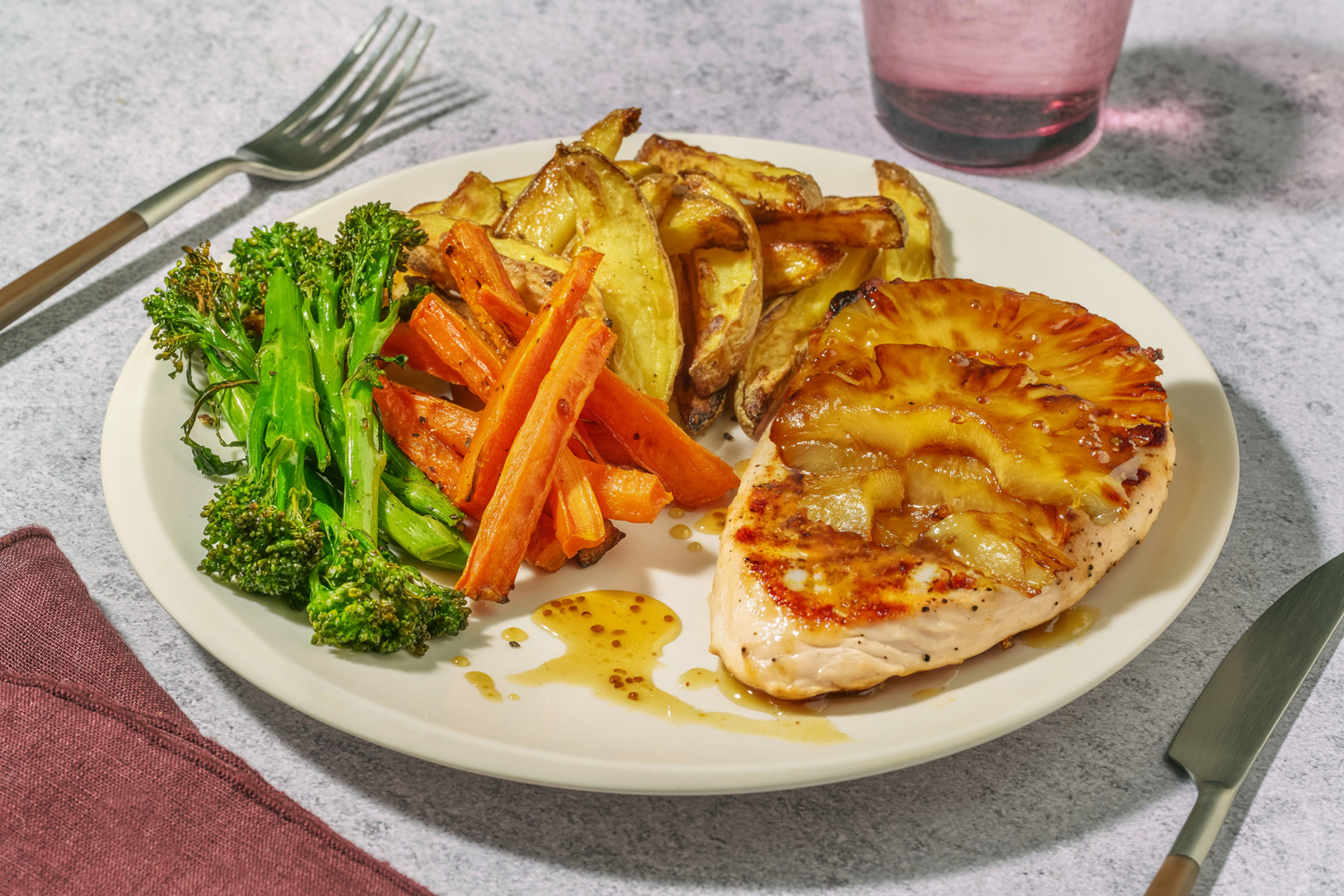 Pan-Fried Chicken and Charred Pineapple Rings