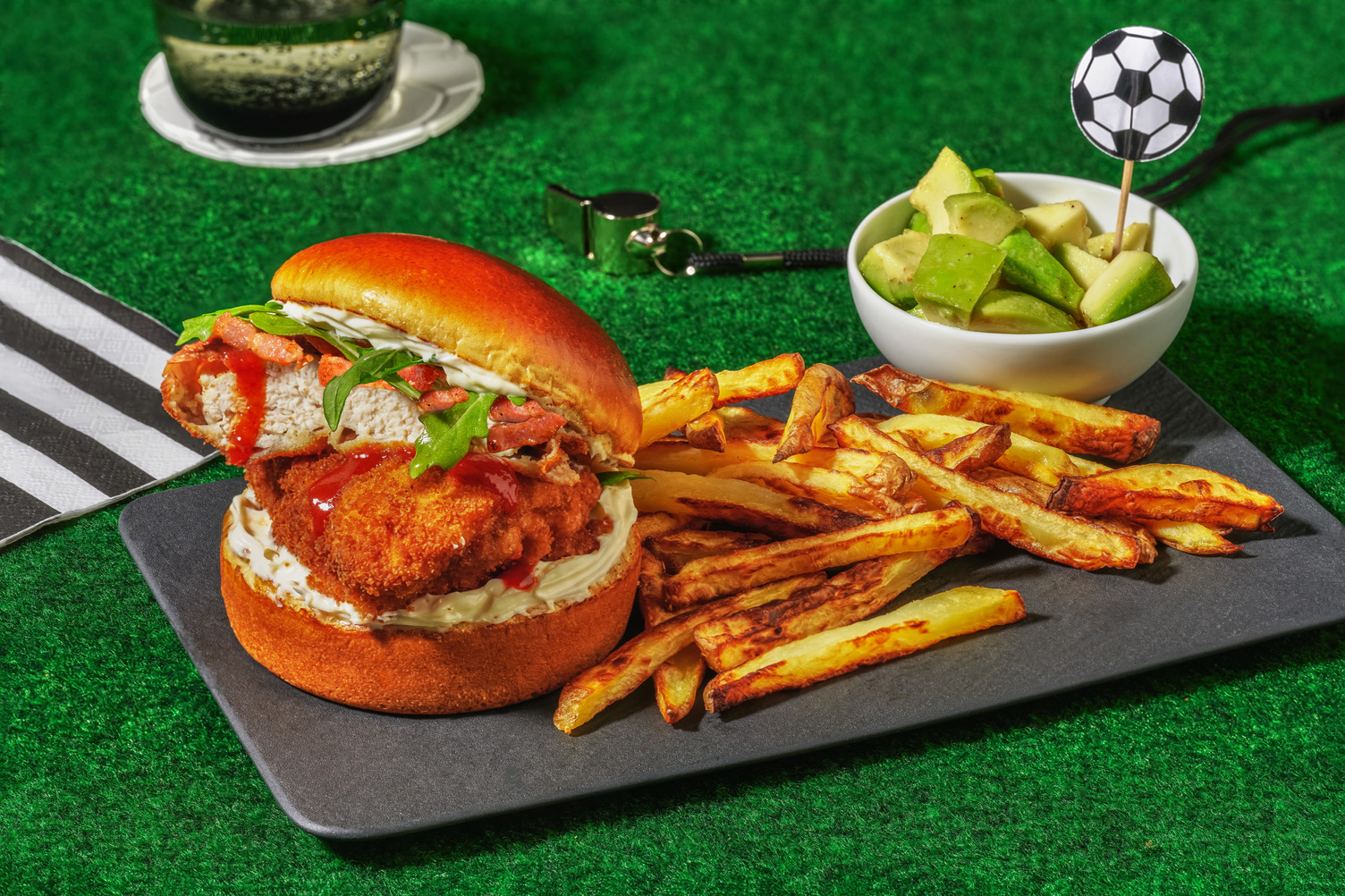 Crispy Chicken, Bacon and Hot Sauce Burger