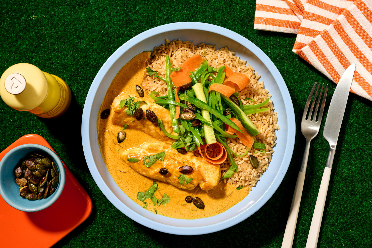 Floris Middendorp's Favo: curry met XL portie kip en bruine rijst