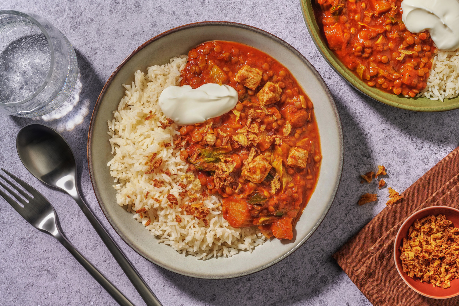 Chicken, Sour Rhubarb, Cinnamon and Lentil Curry