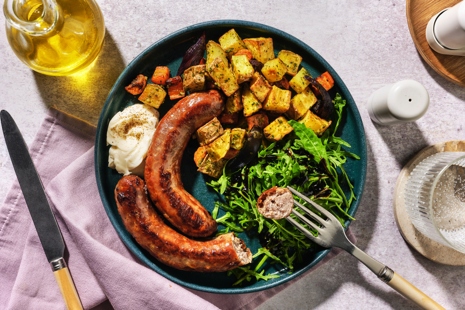 Cumberland Sausage and Pesto Roasted Veg Traybake