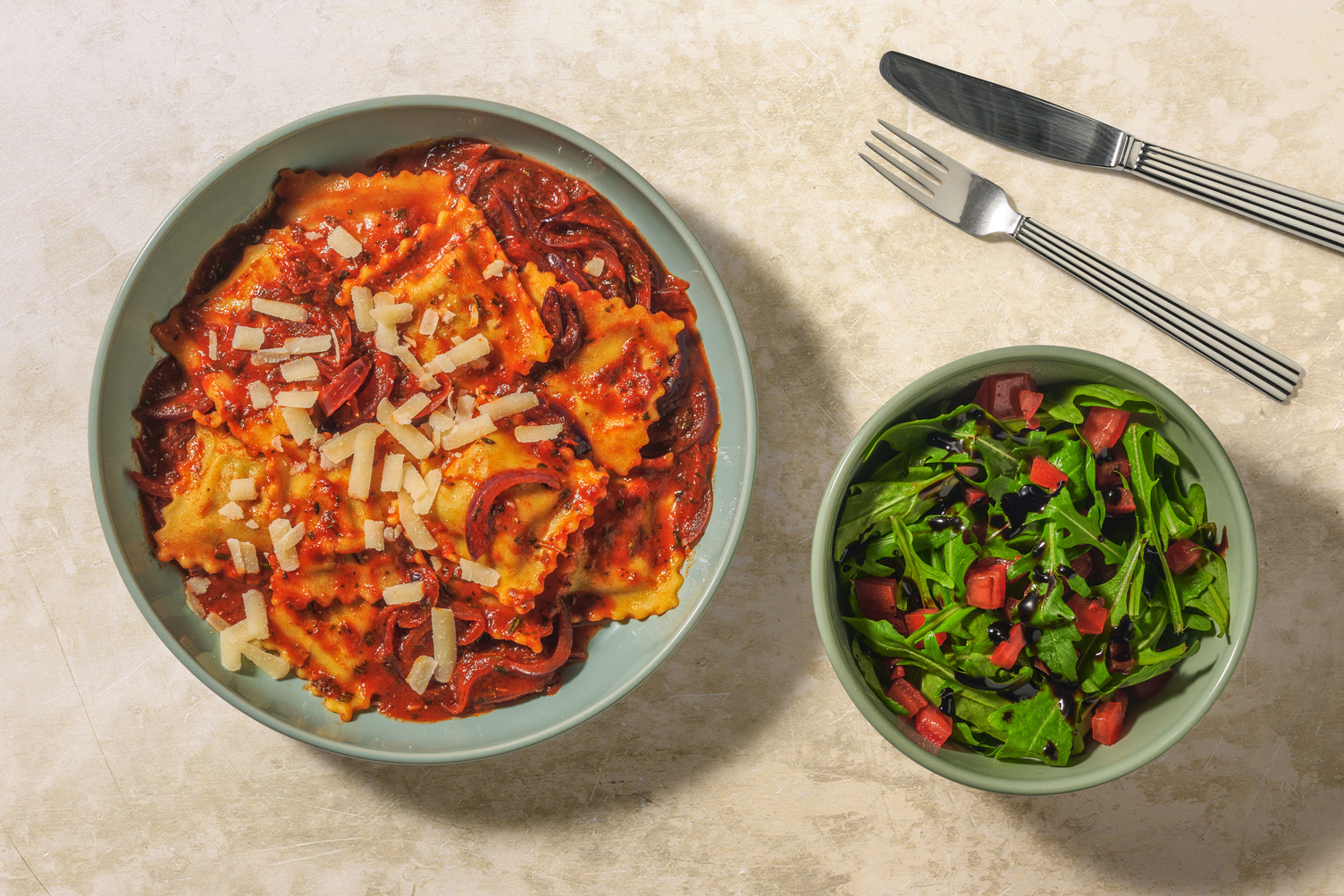 'Nduja & Red Pepper Ravioli in Spicy Pomodoro Sauce