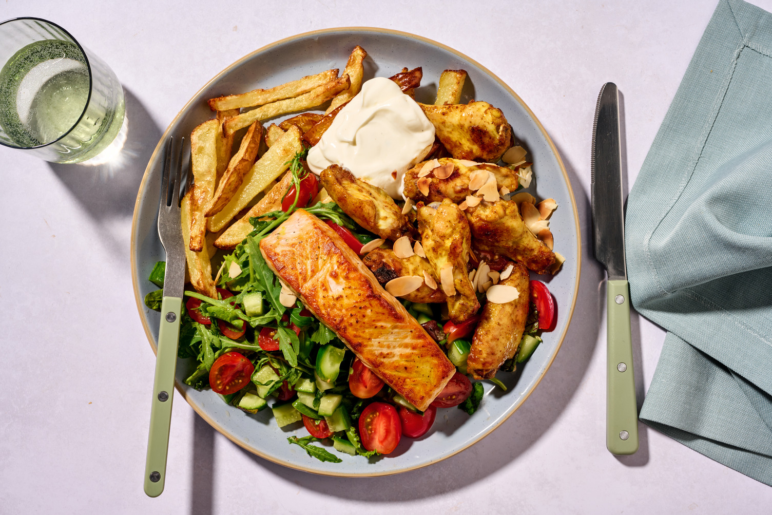 Sticky Curried Mango Chutney Chicken Wings and Salmon