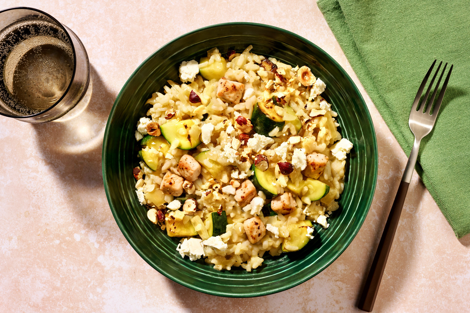 Spinach, Courgette and Goat's Cheese Risotto with Irish Chicken