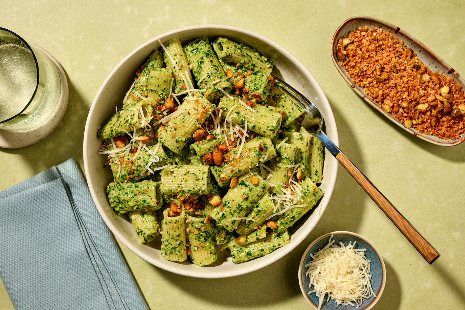 Fusilli complets, crème aux épinards & parmesan