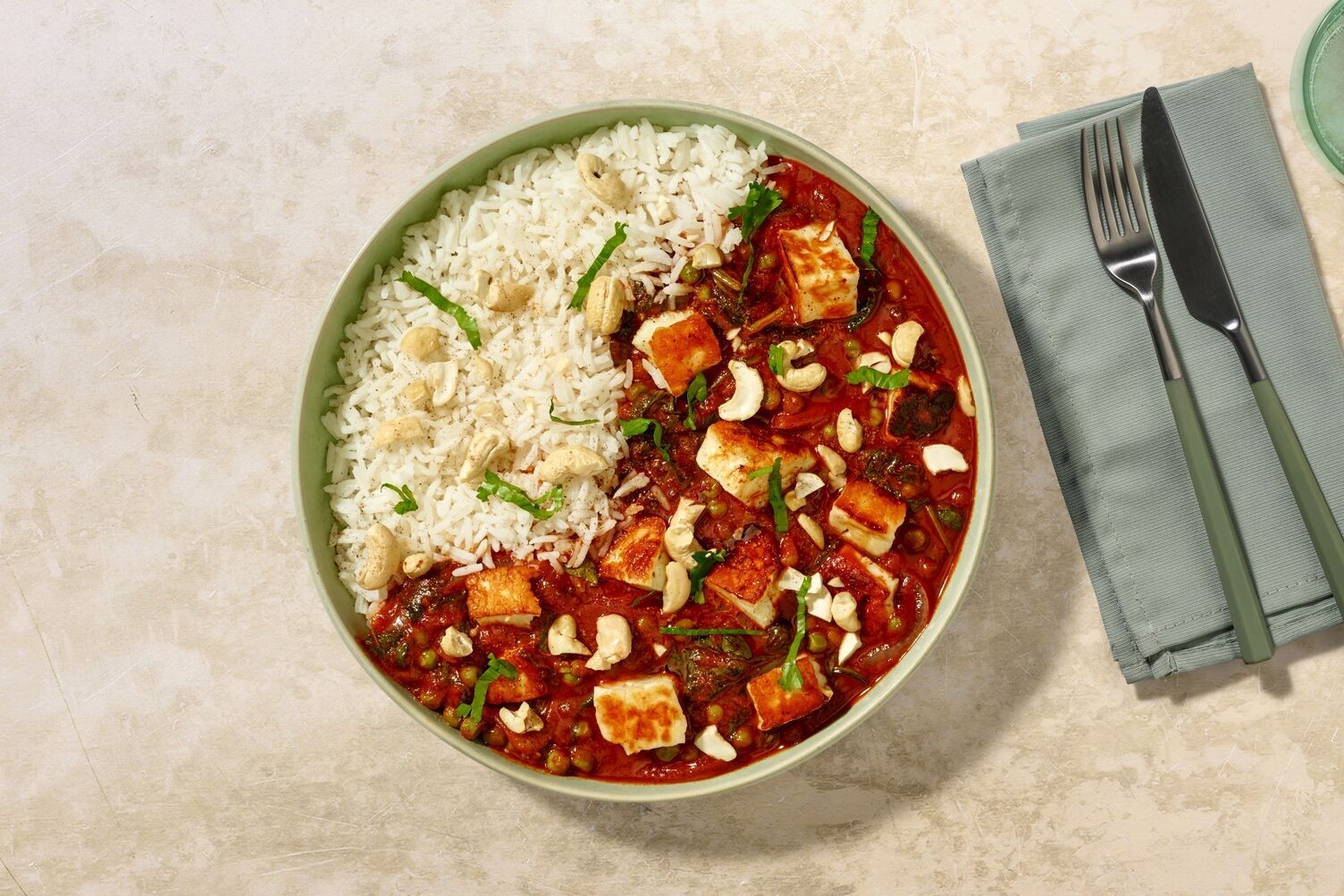 Matar paneer : curry d'épinards & petits pois