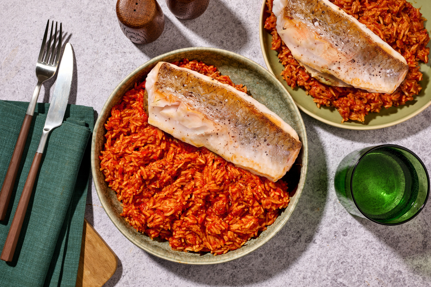 Nigerianischer Jollof Reis mit Seehecht