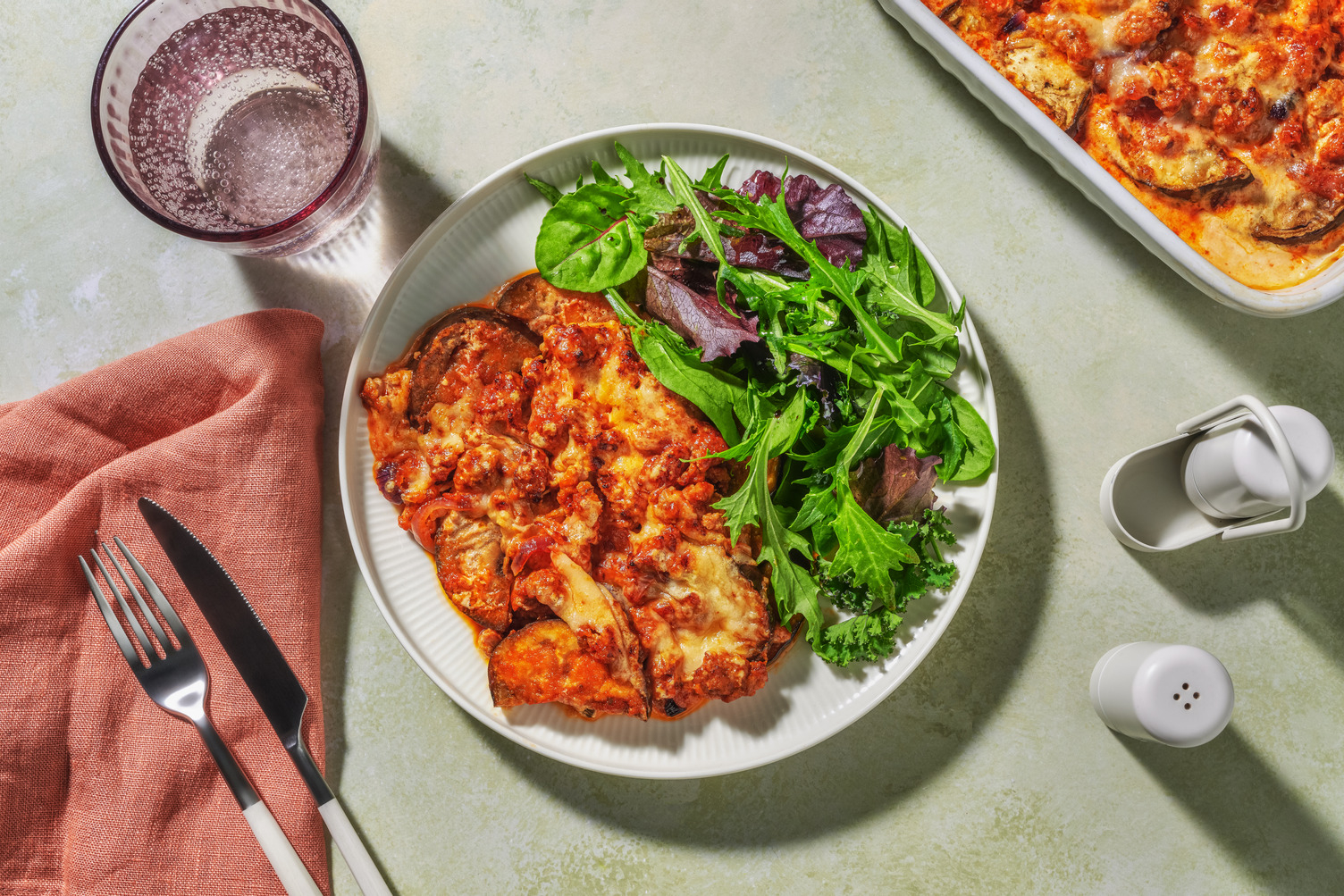 Gratin d'aubergine & porc haché à la grecque