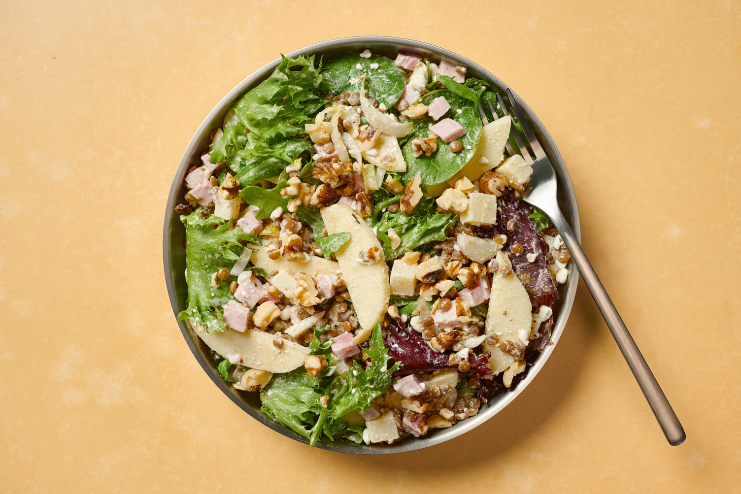 Salade minute de lentilles, comté AOP & jambon