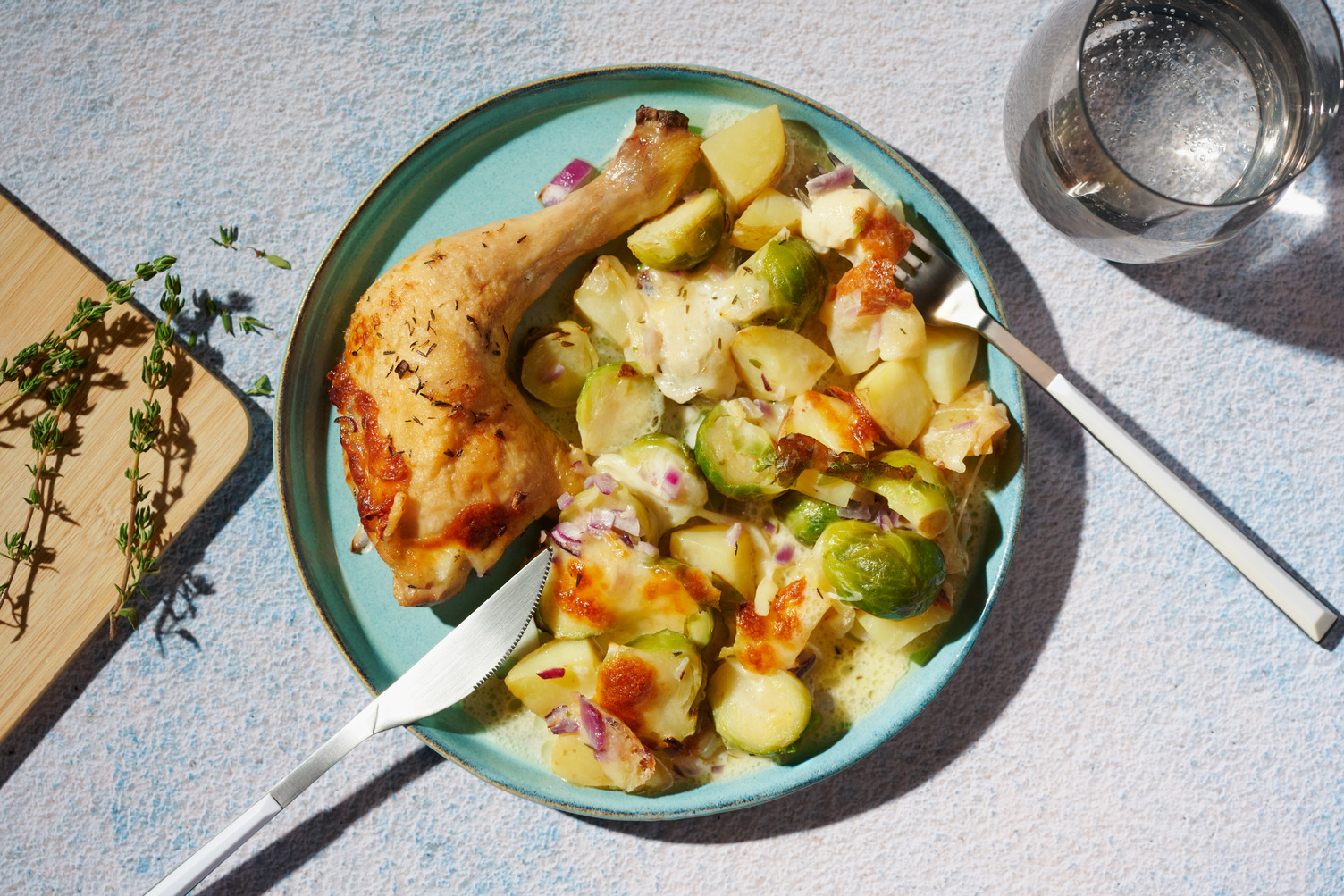 Cuisse de poulet & choux de Bruxelles au four