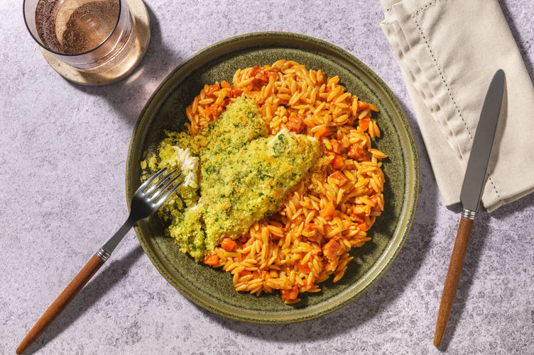 Lieu grillé en croûte persillée & poireau