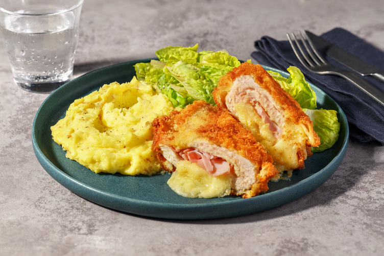 Cordon bleu maison au gouda & purée au thym