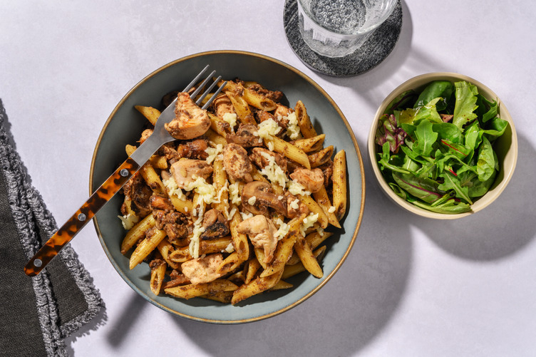 Penne forestières au poulet & gouda