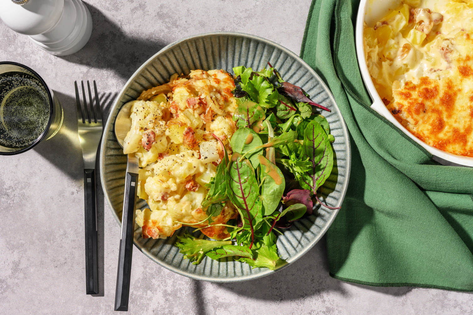 Gratin de chou-fleur aux lardons