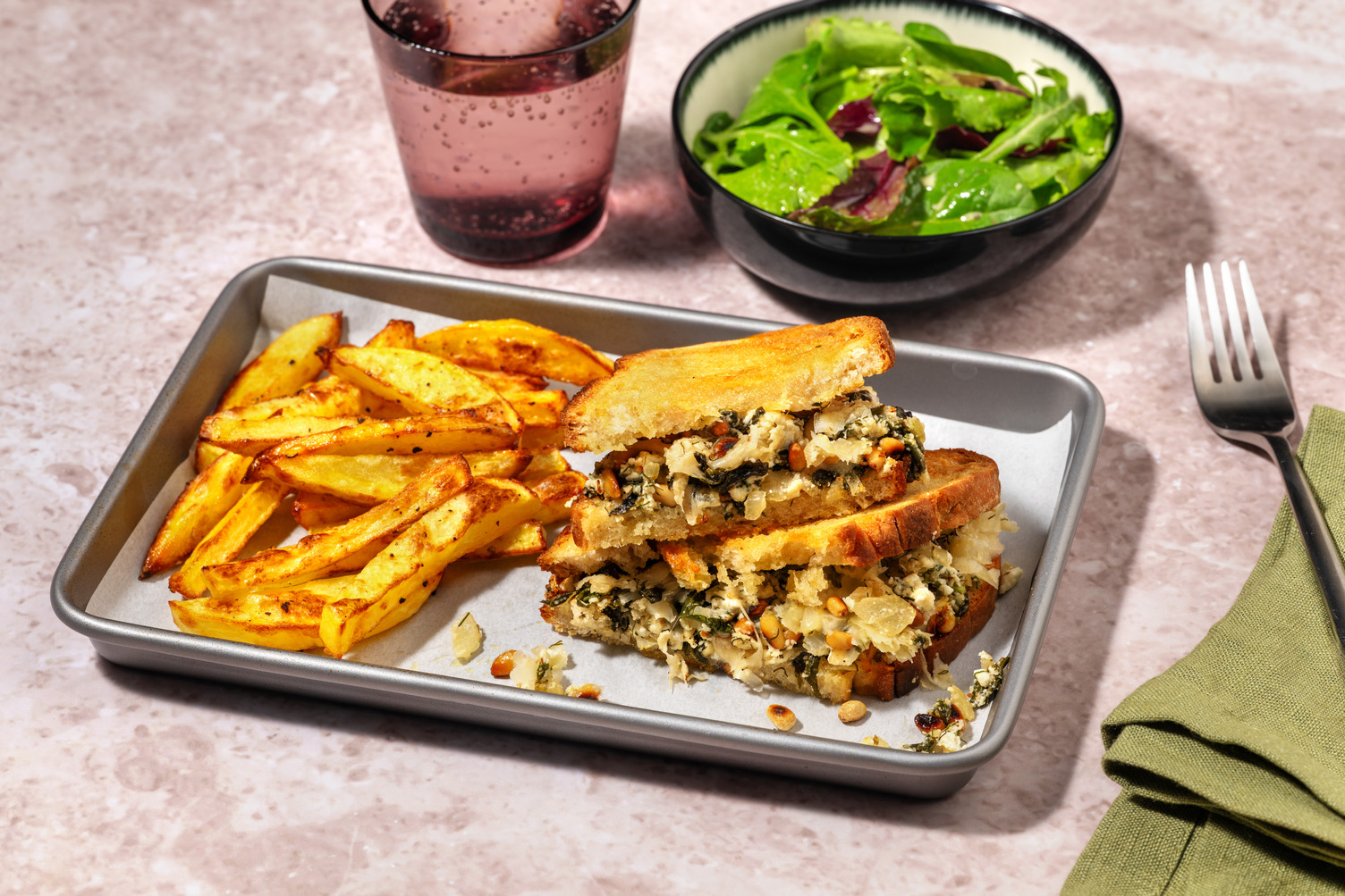 Croque fromages-épinards façon spanakopita