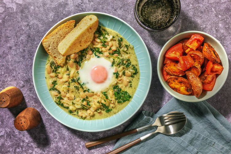 Creamy Green Pesto Butter Bean Shakshuka