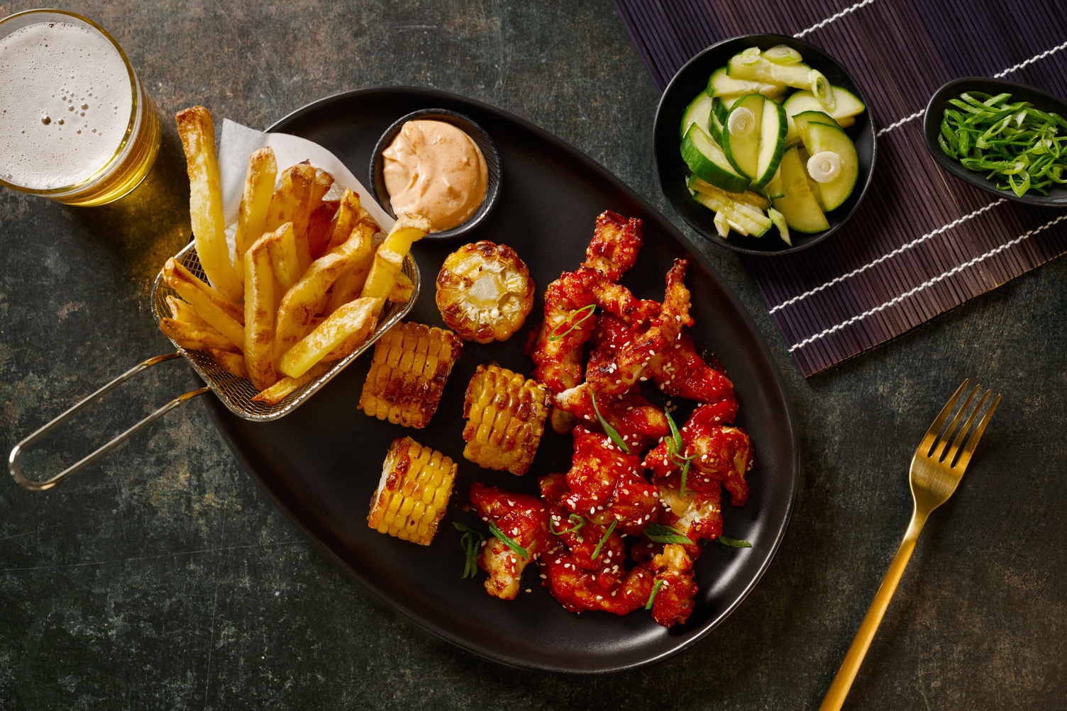 Spicy Korean Bio-Schweinefilet mit Pommes