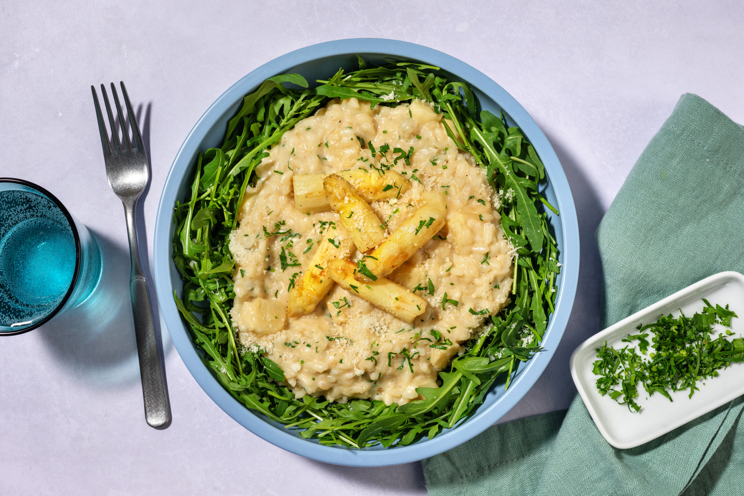 Risotto au parmesan AOP & asperges blanches