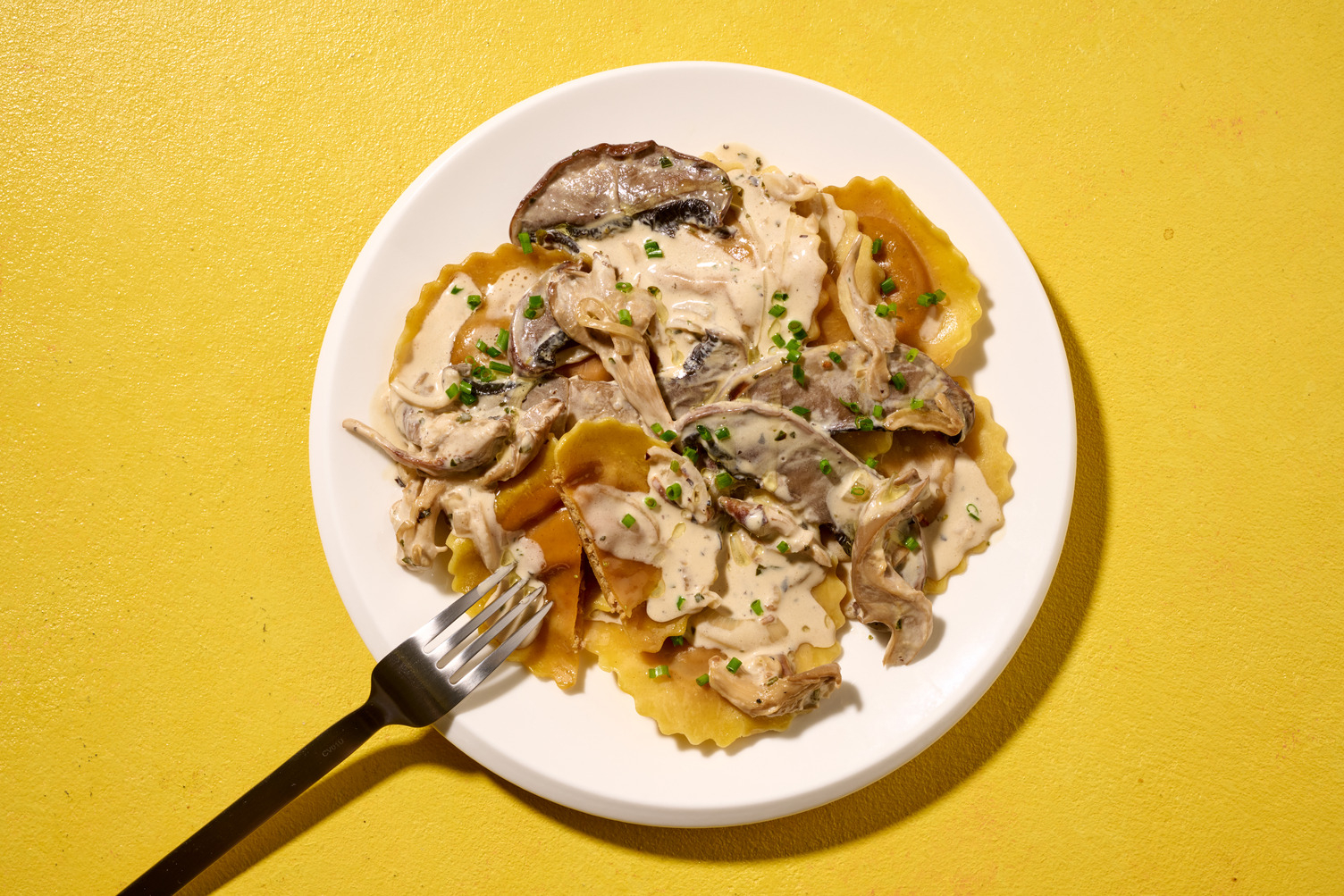 Ravioli courge-sauge & sauce aux pleurotes