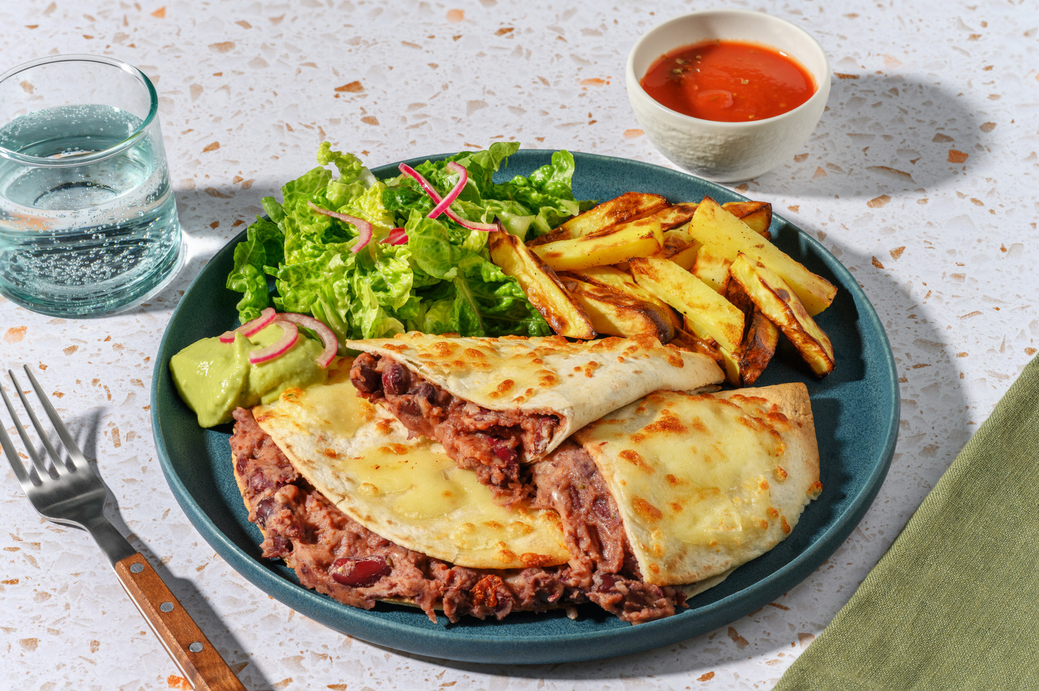 Cheesy quesadillas haricots rouges & cheddar