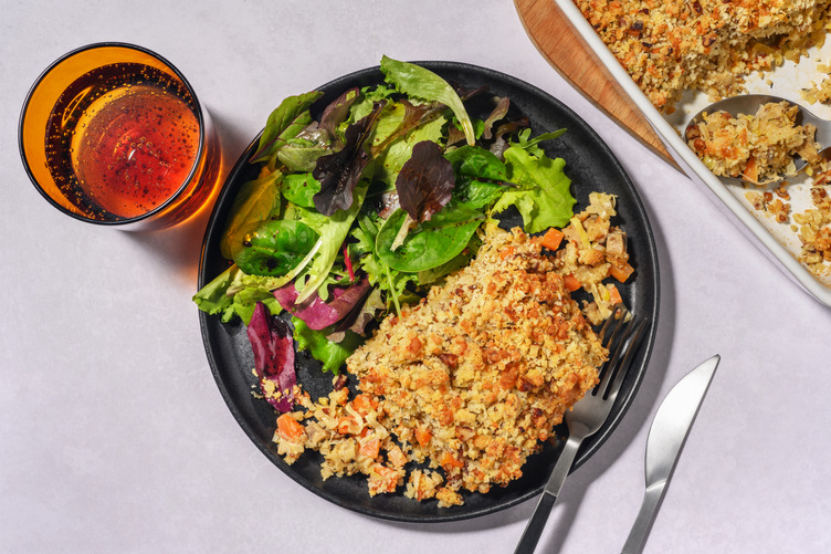 Crumble de poireau, champis & thym